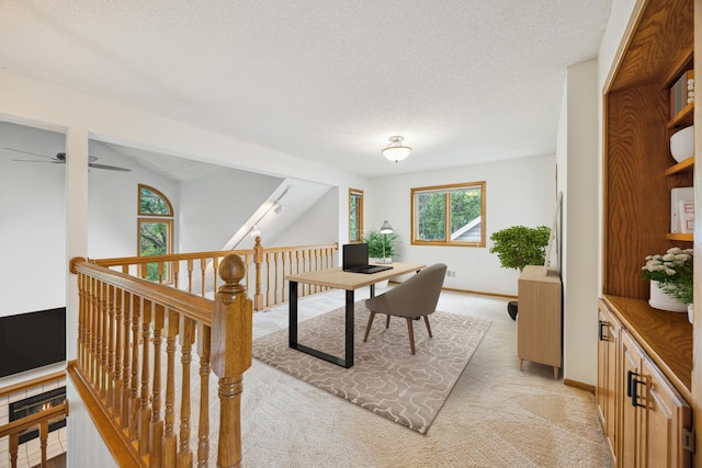 7813 111th St, Bloomington, MN 55438 - office area featuring a ceiling fan, light colored carpet, and a textured ceiling