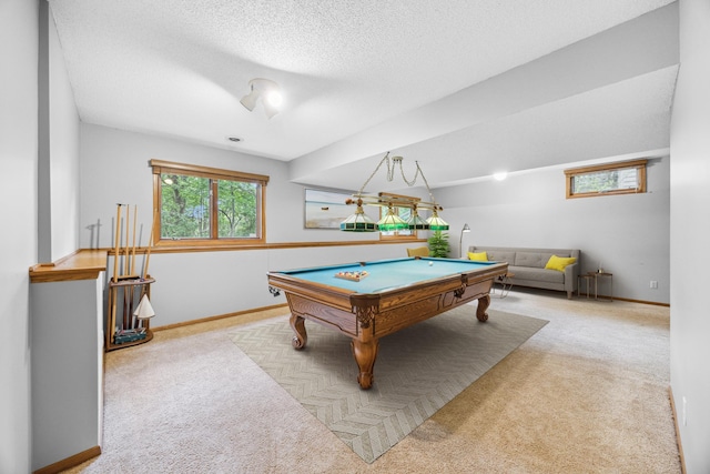 7813 111th St, Bloomington, MN 55438 - rec room with carpet, pool table, and a textured ceiling