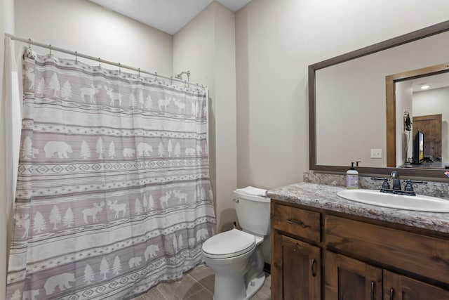 5855 281st Ave NW, Spencer Brook Twp, MN 55040 - bathroom with vanity, toilet, and curtained shower