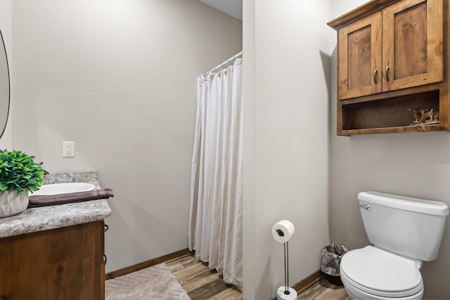 5855 281st Ave NW, Spencer Brook Twp, MN 55040 - full bathroom featuring vanity, wood finished floors, and curtained shower