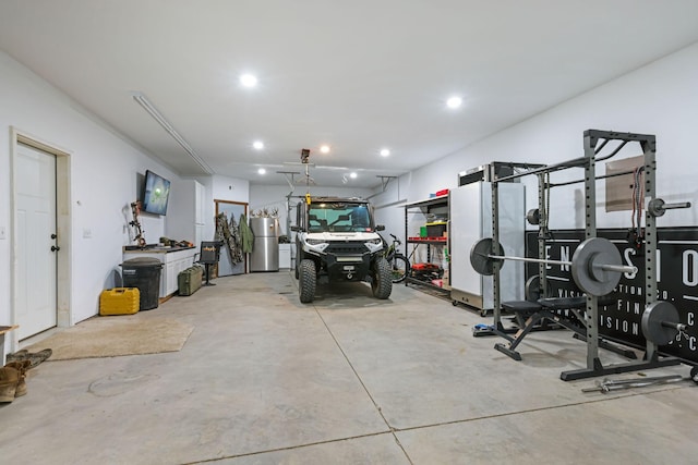 5855 281st Ave NW, Spencer Brook Twp, MN 55040 - garage with recessed lighting and water heater