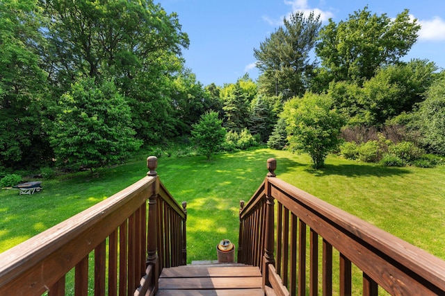 4427 Chatsworth St N, Shoreview, MN 55126 - view of green lawn with a deck