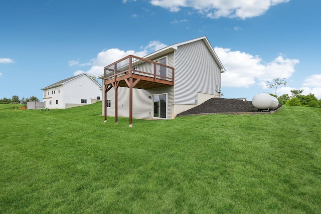 1019 188th St, Garfield Twp, WI 54009 - rear view of property featuring a lawn and a deck