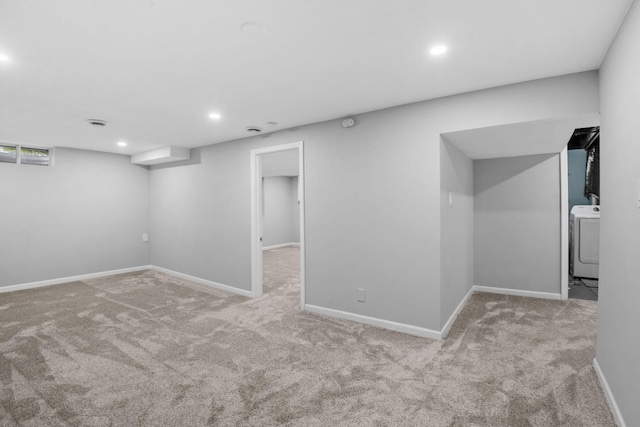 5814 Ewing Ave N, Brooklyn Center, MN 55429 - finished basement featuring washer / clothes dryer, carpet, and recessed lighting