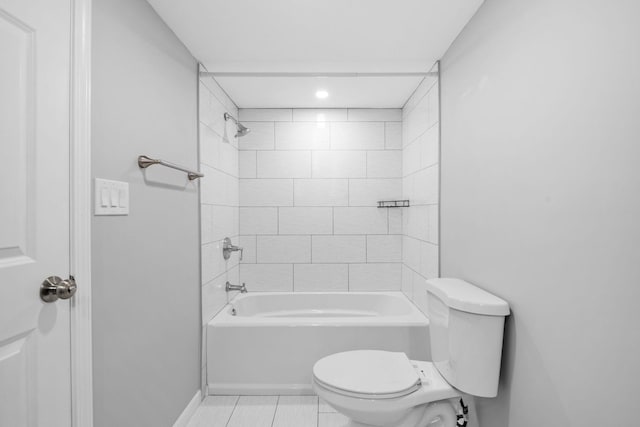 5814 Ewing Ave N, Brooklyn Center, MN 55429 - full bath featuring  shower combination, tile patterned flooring, and recessed lighting