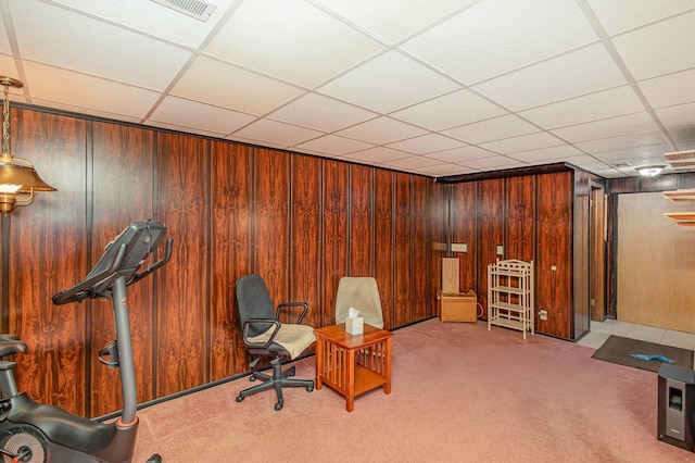 2165 Ross Ave E, Saint Paul, MN 55119 - carpeted office space featuring wood walls and a paneled ceiling