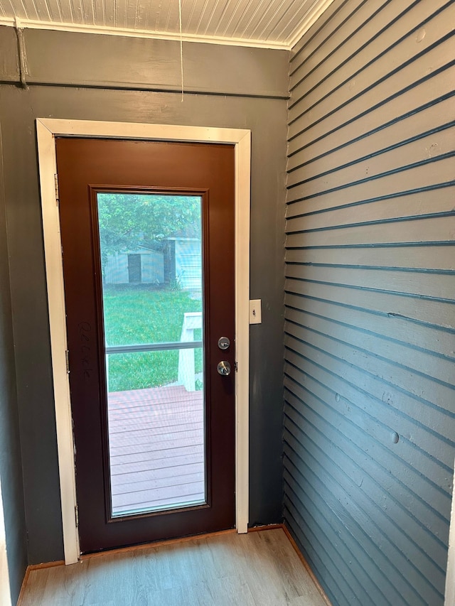 803 Jefferson Ave, Albert Lea, MN 56007 - entryway featuring wood walls and light wood finished floors