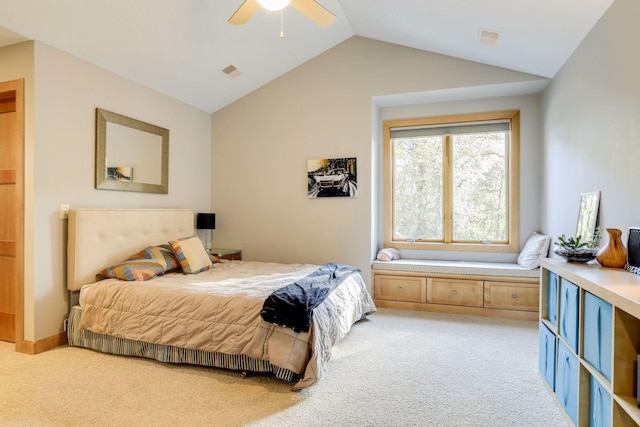 10025 Adam Ave, Inver Grove Heights, MN 55077 - bedroom with vaulted ceiling, light carpet, and ceiling fan