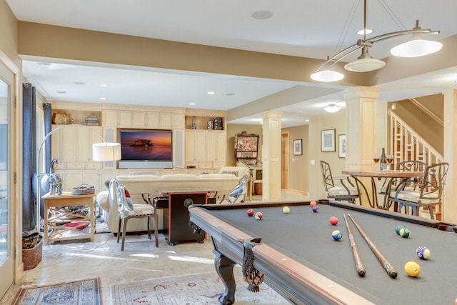 10025 Adam Ave, Inver Grove Heights, MN 55077 - recreation room with ornate columns, billiards, and recessed lighting