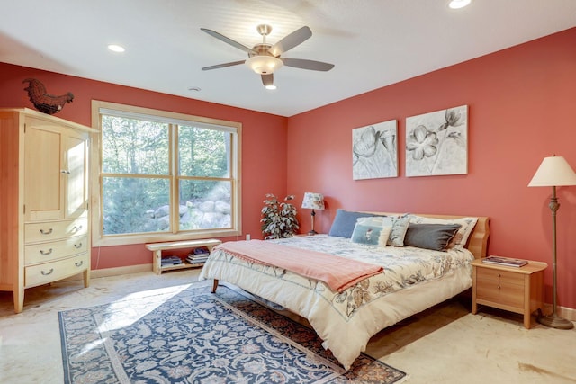 10025 Adam Ave, Inver Grove Heights, MN 55077 - bedroom with light carpet, ceiling fan, and recessed lighting