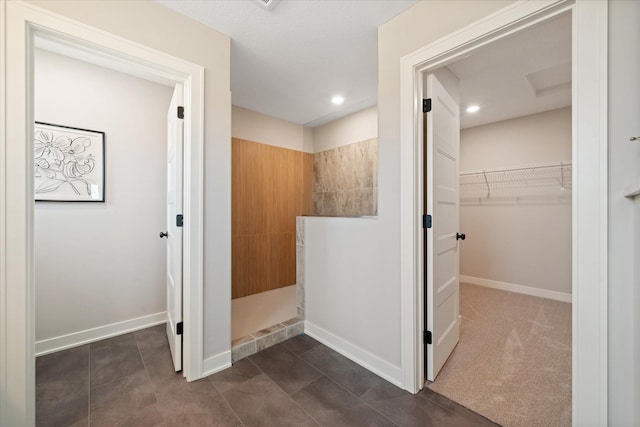 4980 Kyla Way SE, Prior Lake, MN 55372 - bathroom with a walk in shower, a spacious closet, recessed lighting, and tile patterned floors
