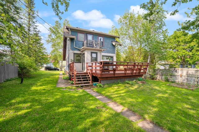 5232 Tioga St, Duluth, MN 55804 - rear view of house featuring a wooden deck