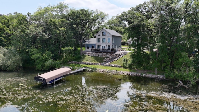 565 Brooks Lake Rd NW, Cokato, MN 55321 - dock with a water view, stairs, and boat lift