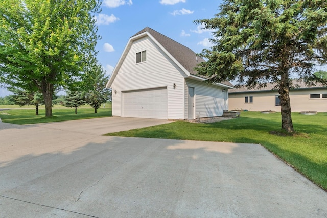 13771 Schuelke Beach Rd NW, Leaf Valley Twp, MN 56354 - view of side of property with a lawn, an outbuilding, and a shingled roof