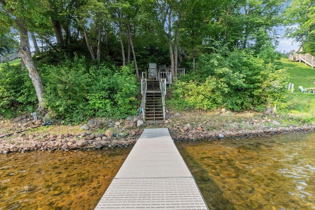 13771 Schuelke Beach Rd NW, Leaf Valley Twp, MN 56354 - dock featuring stairway and a water view