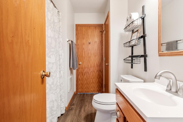 13771 Schuelke Beach Rd NW, Leaf Valley Twp, MN 56354 - full bath with vanity, wood finished floors, and toilet