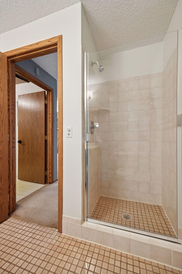 2436 Mendelssohn Ln N, Golden Valley, MN 55427 - full bath with a shower stall and a textured ceiling