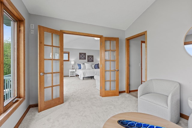 3868 Green Heights Trl SW, Prior Lake, MN 55372 - sitting room with french doors, carpet floors, healthy amount of natural light, and lofted ceiling
