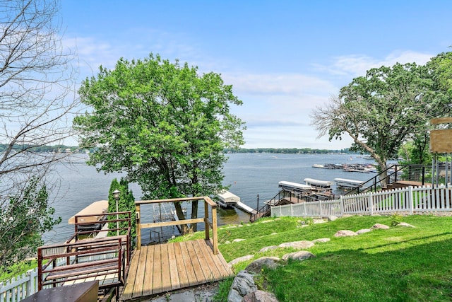 3868 Green Heights Trl SW, Prior Lake, MN 55372 - wooden terrace featuring a water view and a dock