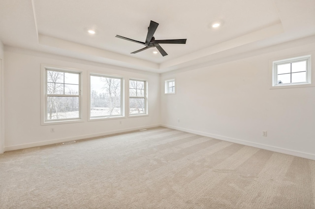 20141 63rd Ave, Corcoran, MN 55340 - spare room featuring a raised ceiling, light colored carpet, baseboards, and recessed lighting
