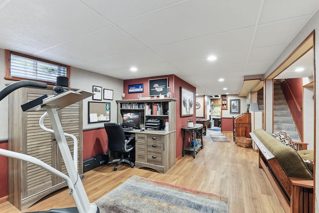 2657 Valley View Ln, New Brighton, MN 55112 - home office featuring light wood finished floors and a paneled ceiling