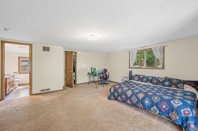132 Middle School Dr, Saint Croix Falls, WI 54024 - bedroom featuring carpet flooring, a textured ceiling, baseboards, and ensuite bath