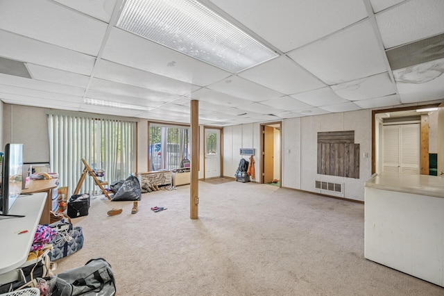 132 Middle School Dr, Saint Croix Falls, WI 54024 - basement featuring a drop ceiling and carpet flooring