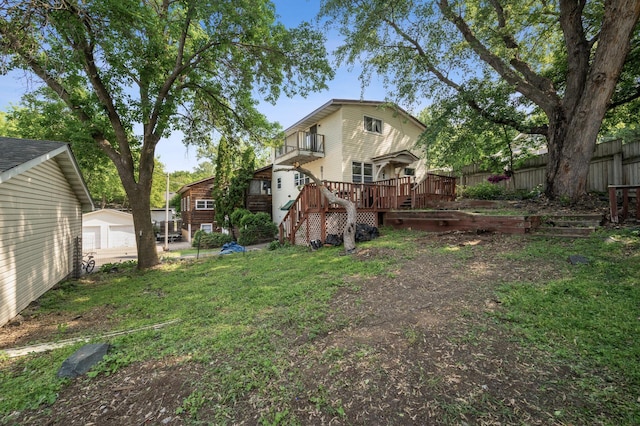 132 Middle School Dr, Saint Croix Falls, WI 54024 - view of yard with a wooden deck and stairs
