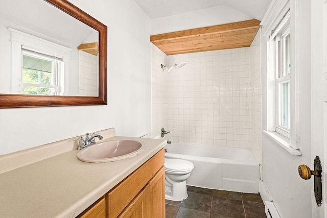 1901 5th St, Duluth, MN 55812 - bathroom featuring toilet, vanity, and bathtub / shower combination