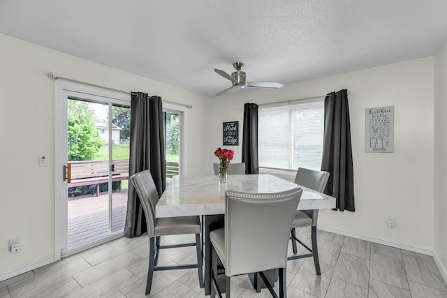 495 Saint Anthony Ave, Saint Paul, MN 55103 - dining space featuring a ceiling fan and a textured ceiling