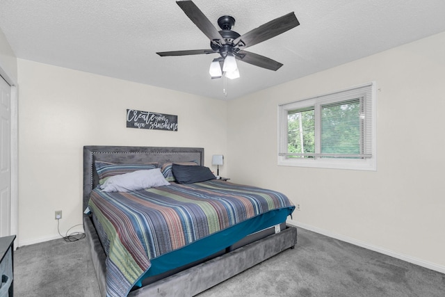 495 Saint Anthony Ave, Saint Paul, MN 55103 - carpeted bedroom with ceiling fan and a textured ceiling