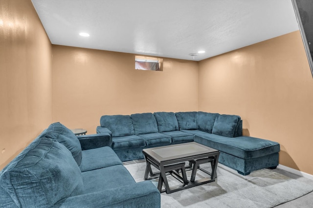 495 Saint Anthony Ave, Saint Paul, MN 55103 - carpeted living room with baseboards and recessed lighting