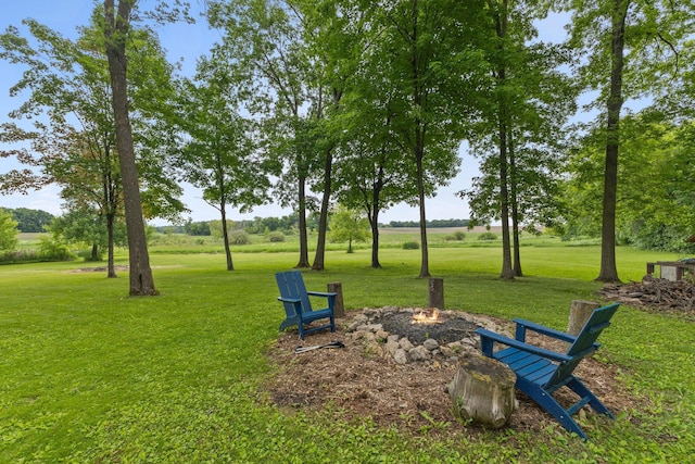 10390 Fenner Ave SE, Franklin Twp, MN 55328 - view of grassy yard with a fire pit