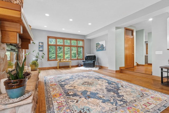 10390 Fenner Ave SE, Franklin Twp, MN 55328 - sitting room featuring recessed lighting, light wood-style flooring, and baseboards