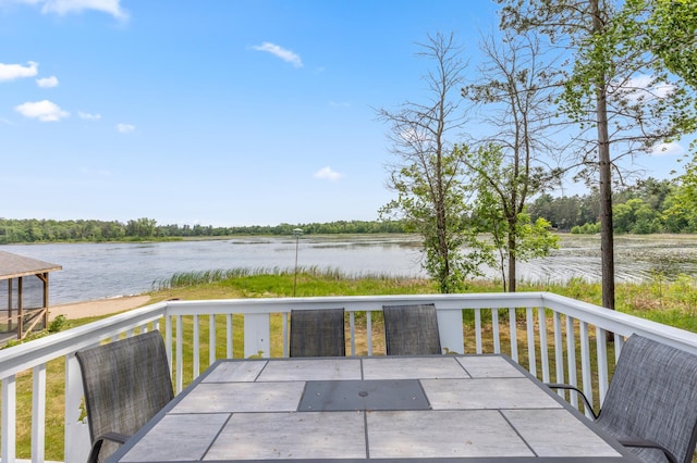 8996 Little Pelican Dr, Pelican Twp, MN 56472 - view of patio / terrace featuring outdoor dining space and a water view