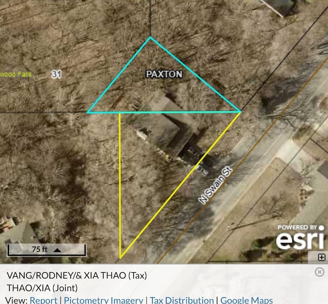 606 Swain St, Redwood Falls, MN 56283 - aerial map of property and surrounding area featuring property boundaries highlighted