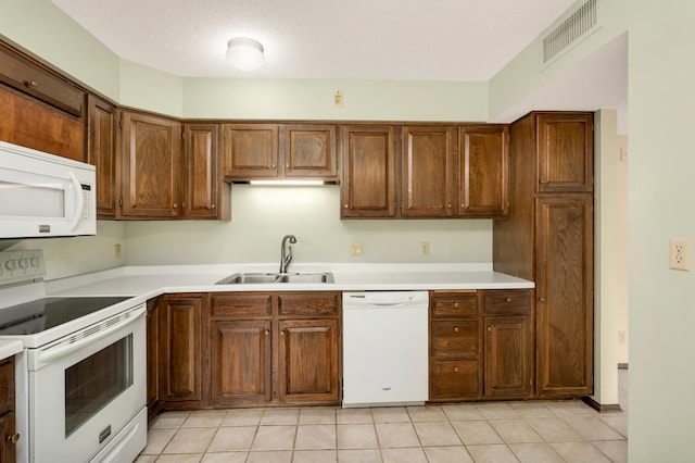 7200 York Ave S Unit 608, Edina, MN 55435 - kitchen featuring white appliances, a sink, light countertops, and light tile patterned floors