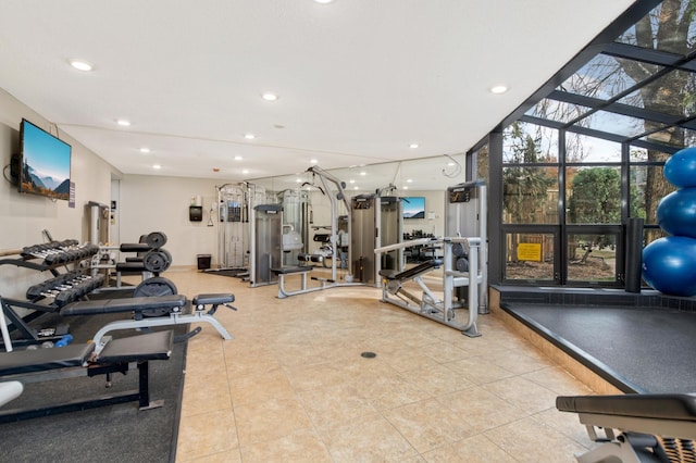 7200 York Ave S Unit 608, Edina, MN 55435 - gym featuring recessed lighting and light tile patterned flooring