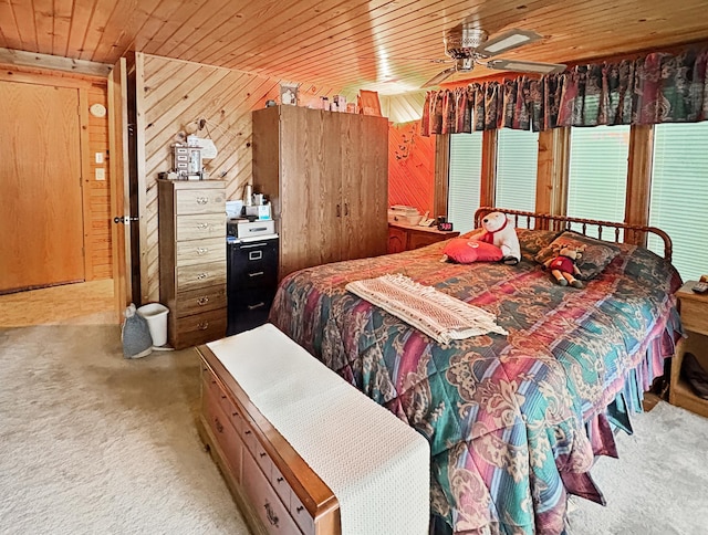 256 22 5/8 Ave, Crystal Lake Twp, WI 54829 - bedroom featuring carpet floors, wood ceiling, and wood walls