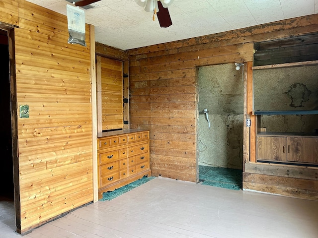 406 1st St S, Hoffman, MN 56339 - spare room featuring wood walls and a ceiling fan