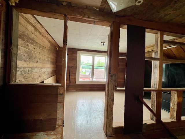 406 1st St S, Hoffman, MN 56339 - hallway with wood walls and wood-type flooring