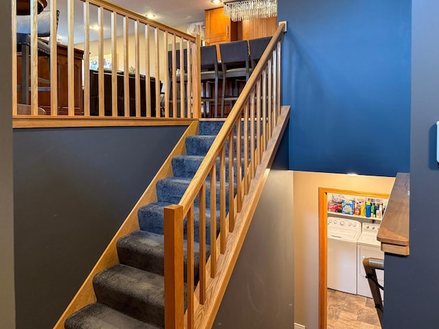 922 Whiskey Rd NW, Isanti, MN 55040 - stairs with washer and clothes dryer, recessed lighting, and baseboards