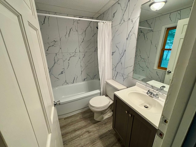 1116 Whitford St, Fergus Falls, MN 56537 - full bathroom with shower / bathtub combination with curtain, vanity, and wood finished floors