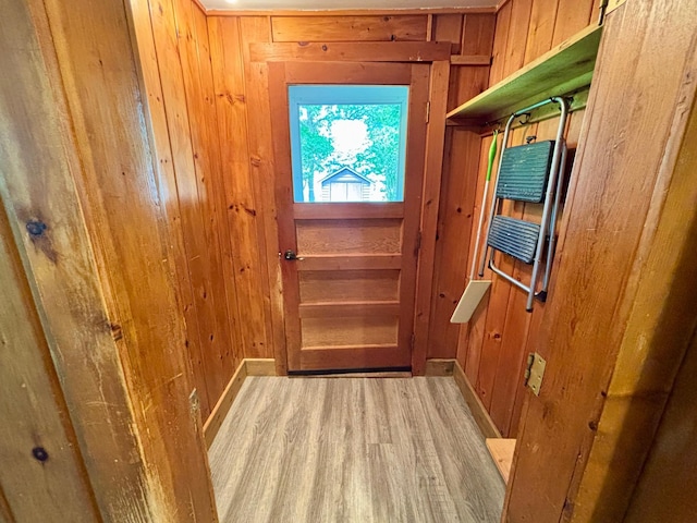 1116 Whitford St, Fergus Falls, MN 56537 - entryway featuring wood finished floors and wooden walls