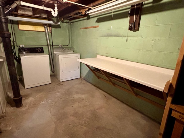 1116 Whitford St, Fergus Falls, MN 56537 - unfinished below grade area with washer and clothes dryer and concrete block wall