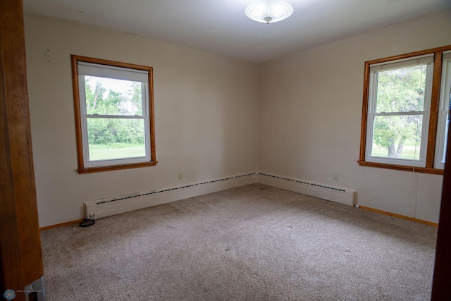 5555 167th Ave SE, Walcott, ND 58051 - spare room with plenty of natural light, carpet floors, a baseboard radiator, and baseboards