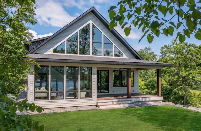 19923 See Gull Rd, Brainerd, MN 56401 - rear view of house featuring a yard and a deck