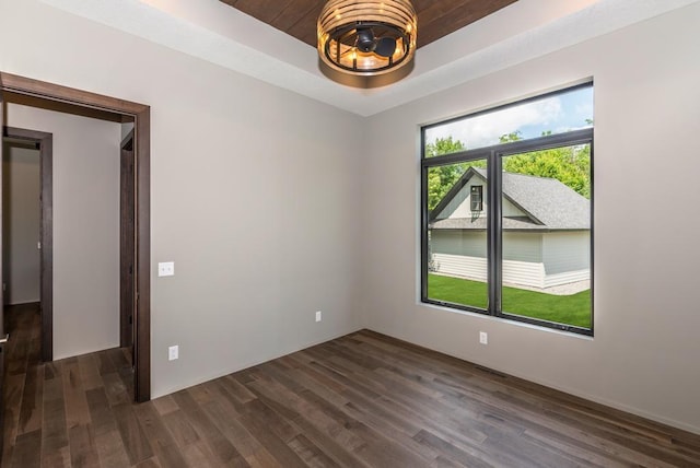 19923 See Gull Rd, Brainerd, MN 56401 - empty room featuring dark wood finished floors, wooden ceiling, and a chandelier