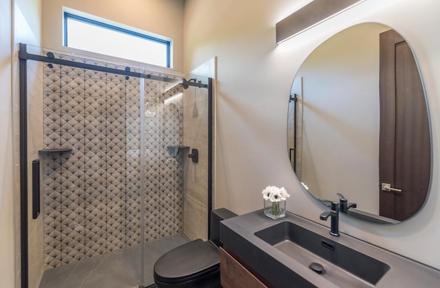 19923 See Gull Rd, Brainerd, MN 56401 - bathroom featuring vanity, a stall shower, and toilet