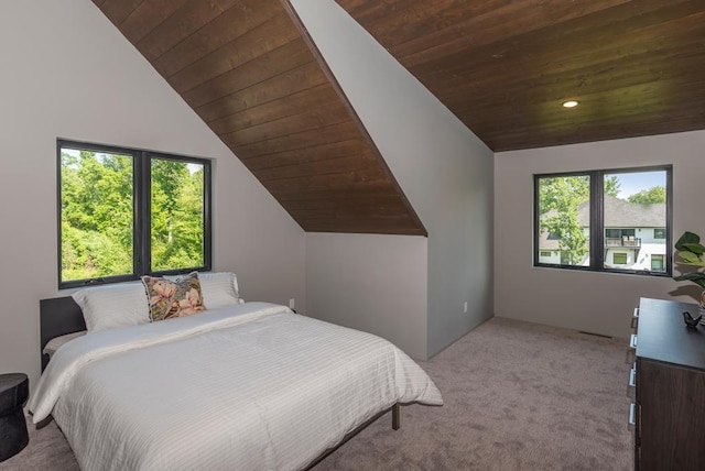 19923 See Gull Rd, Brainerd, MN 56401 - carpeted bedroom featuring wood ceiling, vaulted ceiling, and recessed lighting